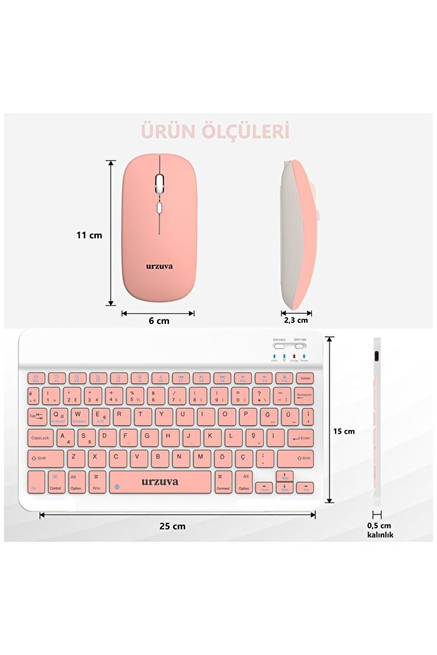 Tüm Cihazlara Uyumlu Şarj Edilebilir Bluetoothlu Kablosuz Klavye Mouse Set Mousepadli - 4