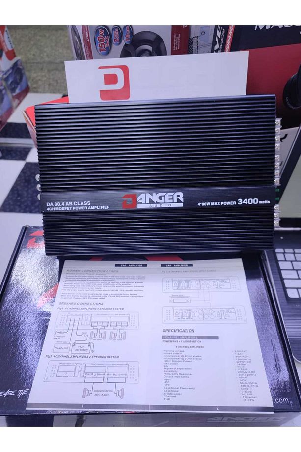 danger audıo da80.4 ab class3400 watt 4x80 rms 2 yıl garantili 4 kanallı amfi - 1