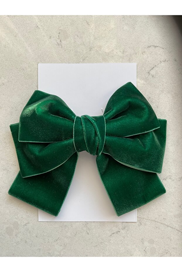 Buckle.Green Velvet Ribbon, Bow-Tie Style, Automatic Buckle.