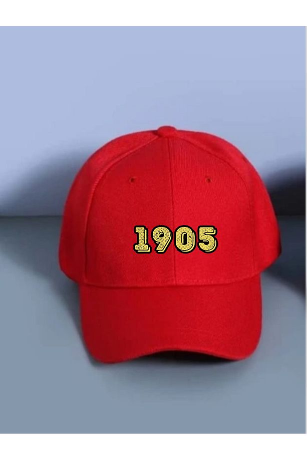 1905 Baskılı Sarı Kırmızı Spor Sapka Unisex Ayarlanabilir cırtlı Şapka - 1