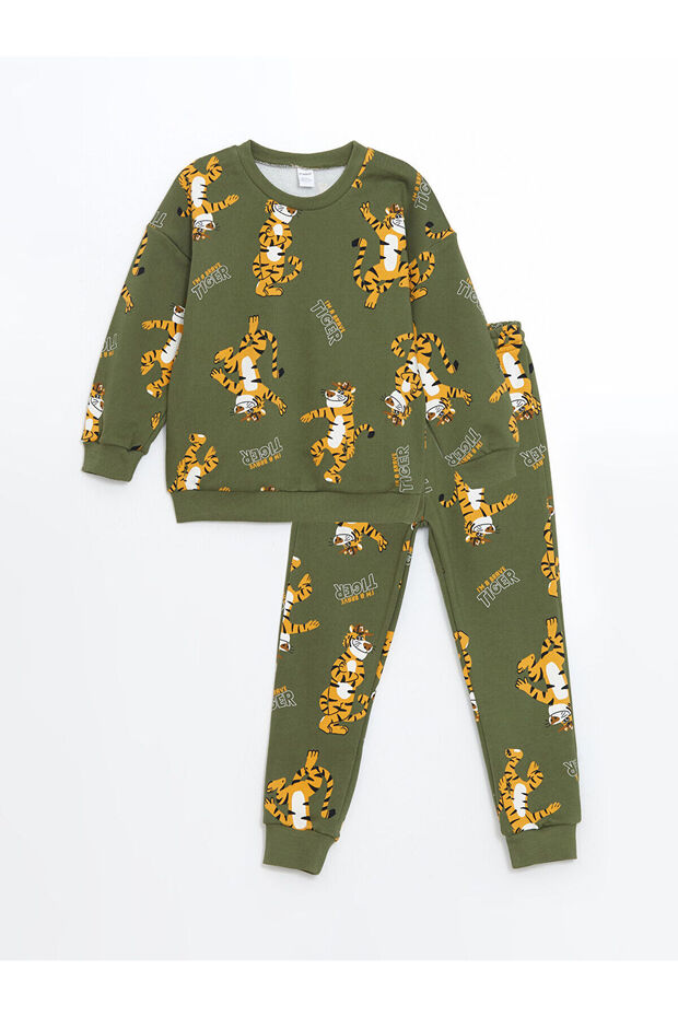 Lcw Kids Crew Neck Printed Boys' Sweatshirt and Sweatpants Bottom 2-Piece