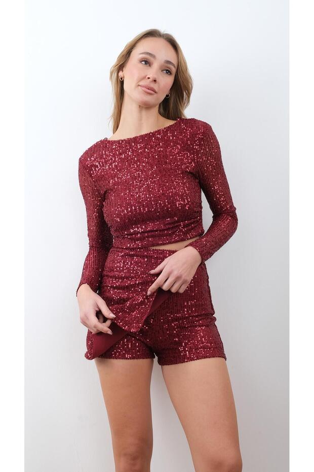 Payetli Şort Etek - 5