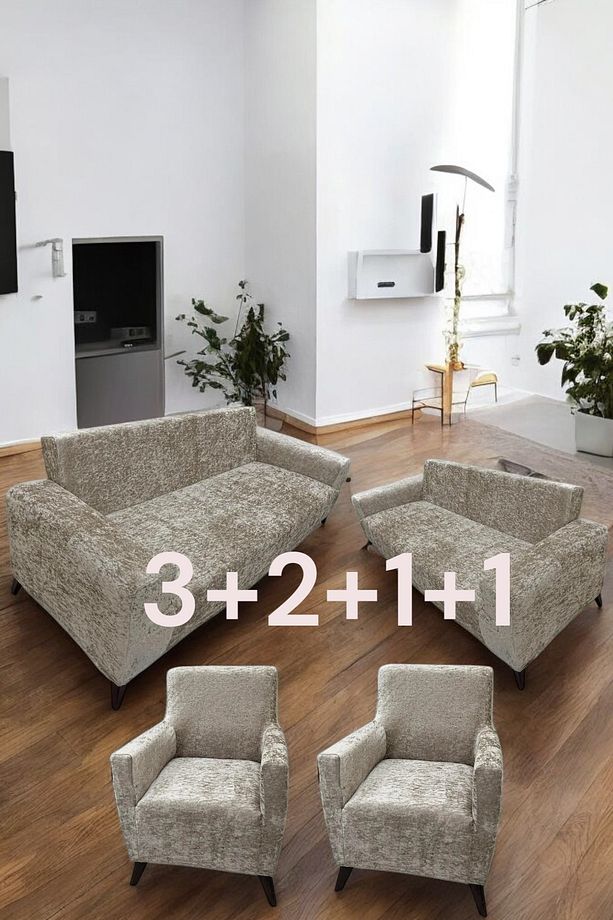 Kadife 3+2+1+1 Likralı Esnek Yıkanabilir Koltuk Örtüsü - 1