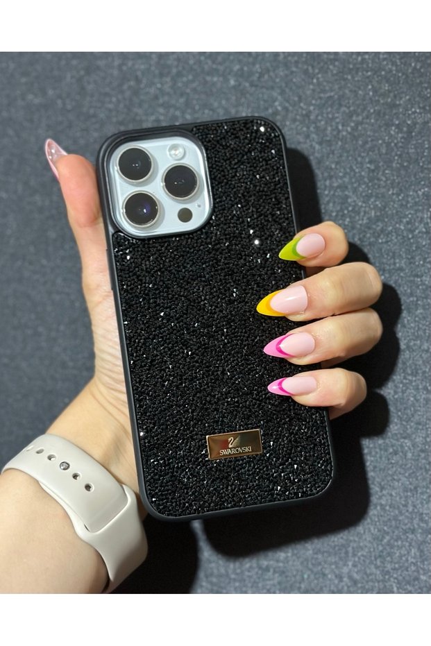 iPhone 16 Pro Max Compatible Phone Case Shiny Diamond Rhinestone Diamond Sparkling Swr Logo Cover Case