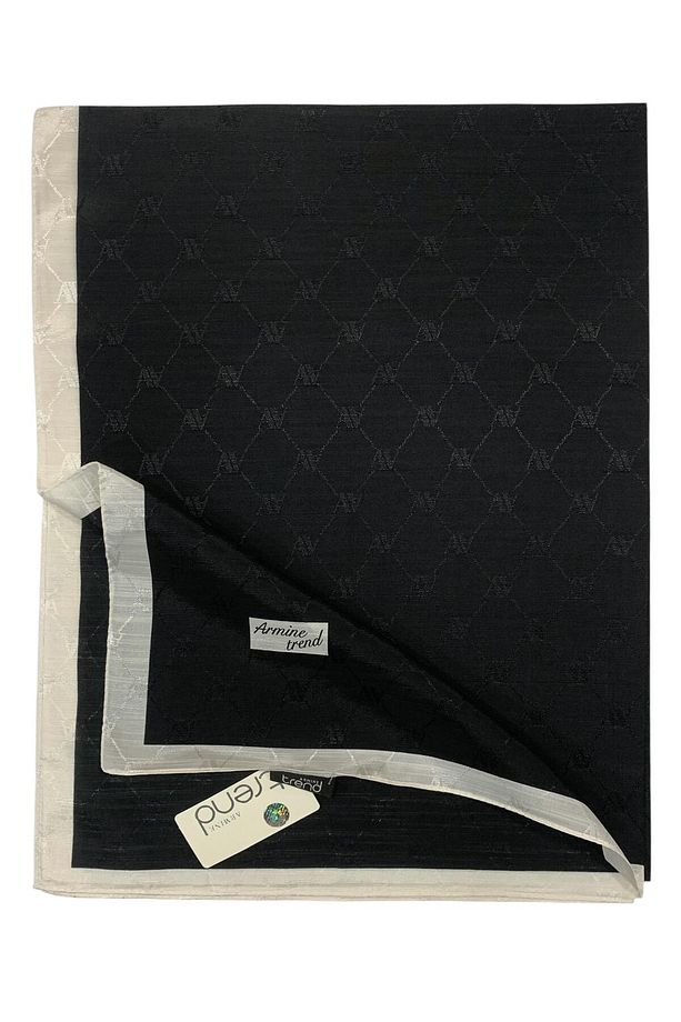 Trend Monogram Şal - 2 - Siyah Ekru 158 - 3