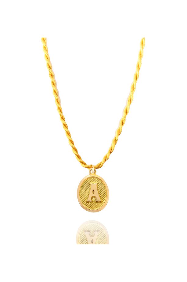 14 Ayar 0.45 Gram Harfli Sarı İp Kolye - 1