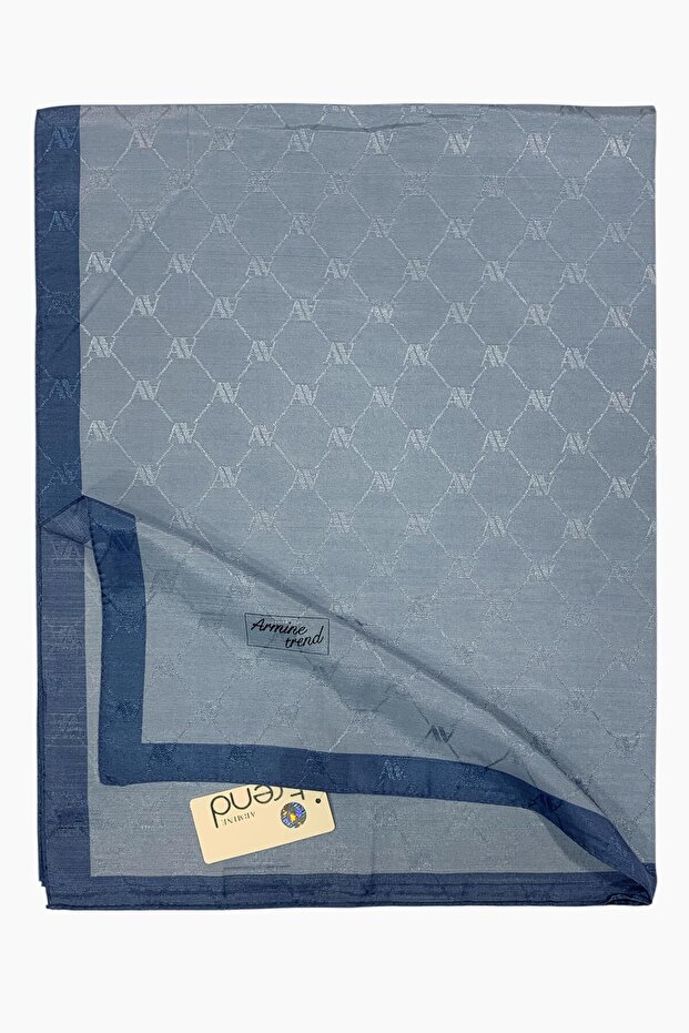 Trend Monogram Şal - 2 - Gök Mavi 120 - 1