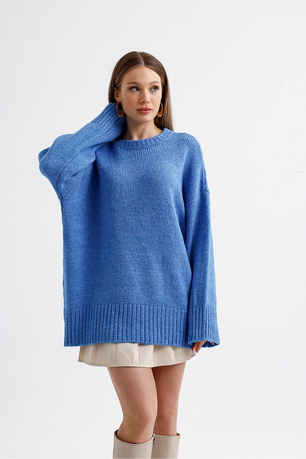 Oversize Basic Uzun Kadın Kazak - 6