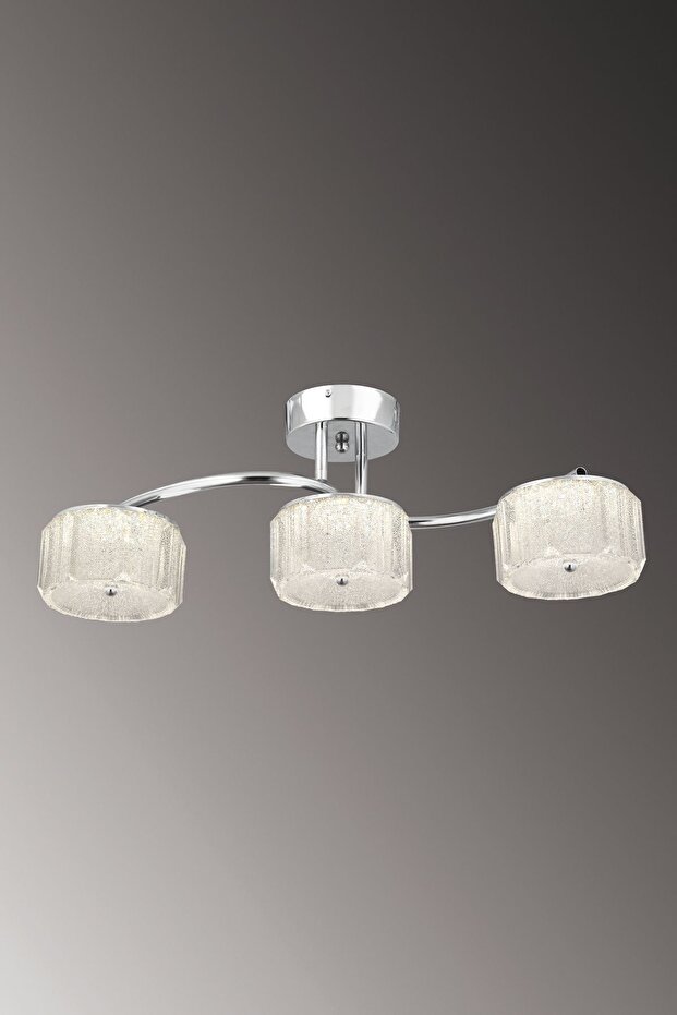 Mercan 3 lü Sıralı Şeker Camlı LED Avize 3 Renk Işık Modlu (Beyaz / Sarı / Gün Işığı) - 4