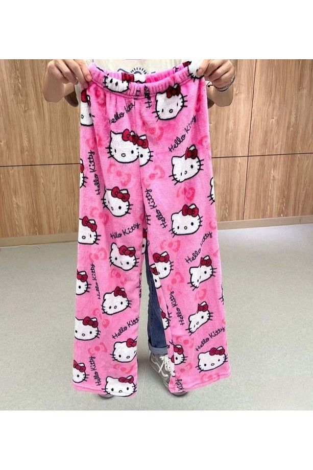 hello kitty peluş oversize eşofman altı - 2