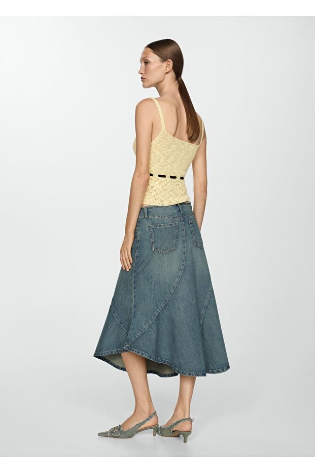 Perforierte Strickbluse mit Bindedetail - 4