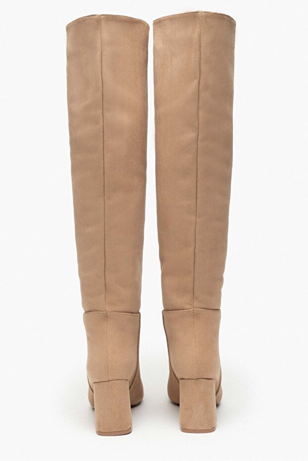 Berny Nude Zamszowe Buty Na Obcasie Damskie - Szpiczasty Nosek - 8