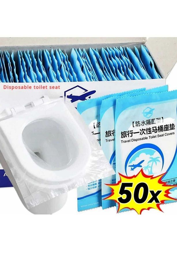 50 Adet Tek Kullanımlık Klozet Örtüsü Klozet Poşeti Klozet Kapak Örtüsü Şeffaf - 1