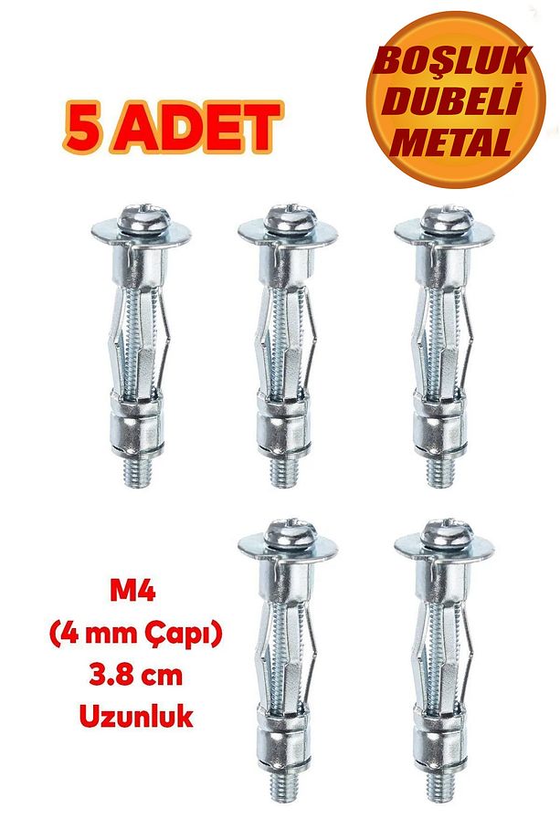 Çelik Alçıpan Boşluk Dübel Tuğla Paraşüt Duvar Bims Tuğla 4x38 Metal 5 Adet. - 1