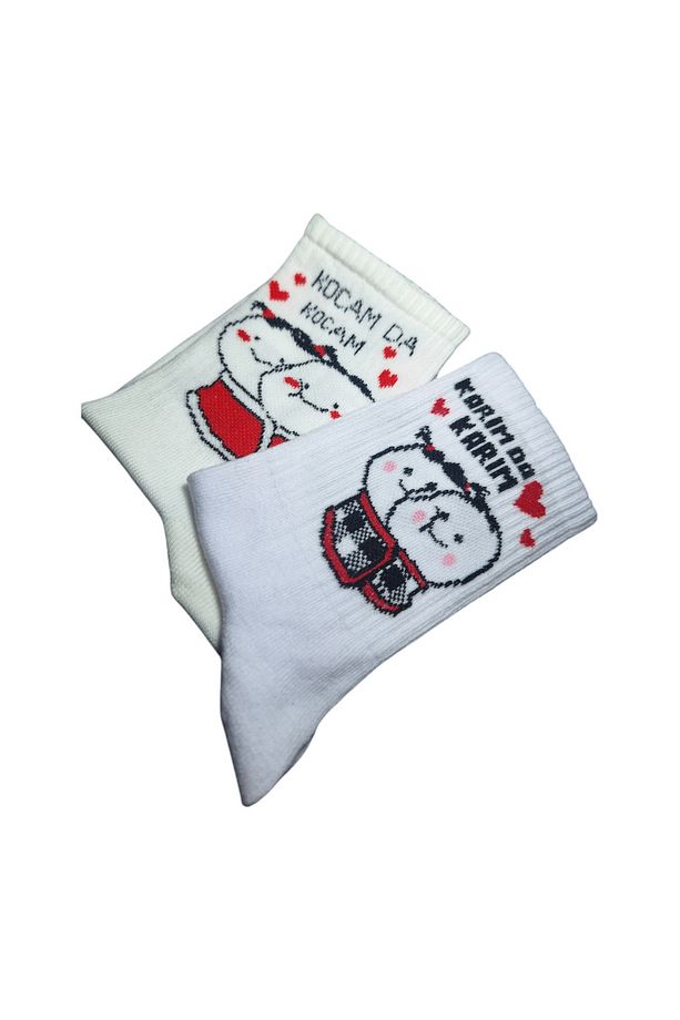 2 Çift Unisex Kocamda Kocam & Karımda Karım, Çift Çorapları, Sevgili Çorapları (2 Adet- Pamuklu ) - 5