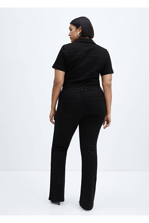 Fermuarlı denim tulum - 7