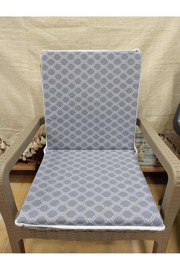 1 Adet Komutan Arkalıklı Sandalye Minderi, Extra Kalın (KALINLIK 5CM)-denizci Gri - 1