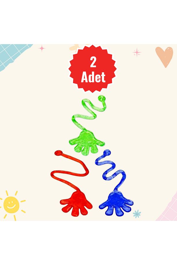 2 ADET Yapışkan El, Eğlenceli Oyuncak, Çocuk, Öğrenci, Hediye (Karne, Yılbaşı, Parti) - 1
