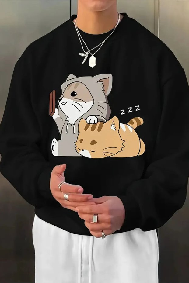 Stylish Comfortable Women'S/Men's Unisex Cotton Special Design Sweatshirt 1677