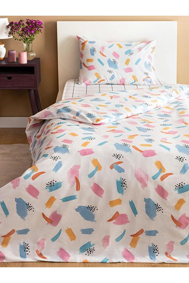 LCW HOME Baskılı Desenli Ranforce Tek Kişilik Nevresim Takımı - 1