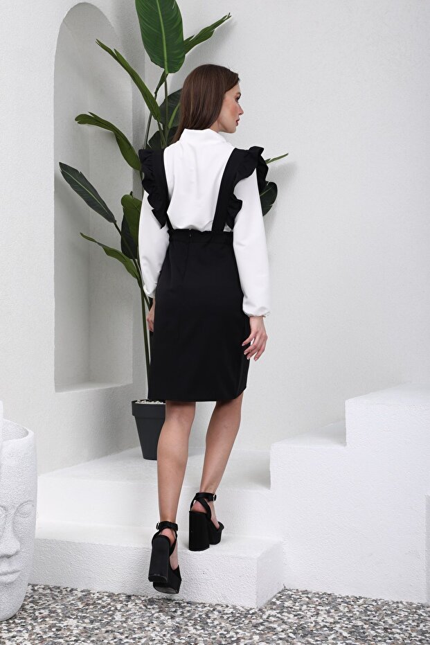 Spódnica damska Salopette z czarnej krepy - 2