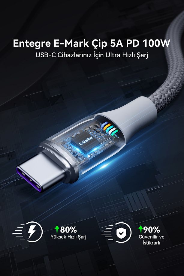 C2060 Powerlink Rugg 100w Type-c Şarj Kablosu 1m 5a- Gri - 2