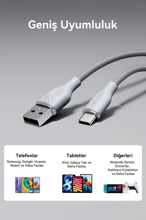 C2048 Powerlink Rugg 60w Usb To Type-c Şarj Kablosu 1.8m 3a- Gri - 4