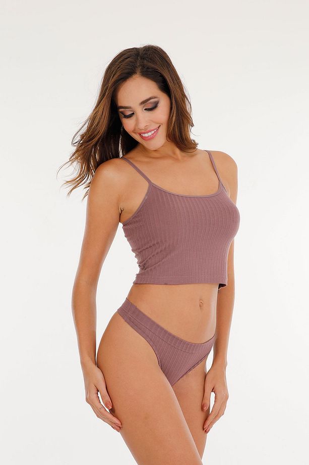 Kadın Fitilli Soft Renkler 3 lüi Tanga Külot Set - KTS4052 - 3