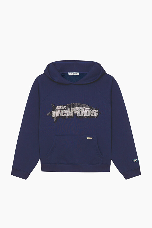 Navy Rhinestone Stone Sweatshirt Hoodie