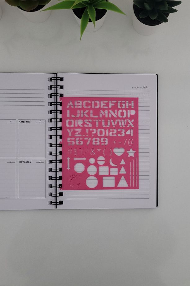 Spiral Defter Uyumlu Alfabe ve Şekiller Şablon Cetvel - 3