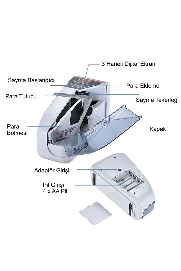 Kağıt Para Sayma Makinesi Mini Taşınabilir UV Lamba Para Kontrol - 4