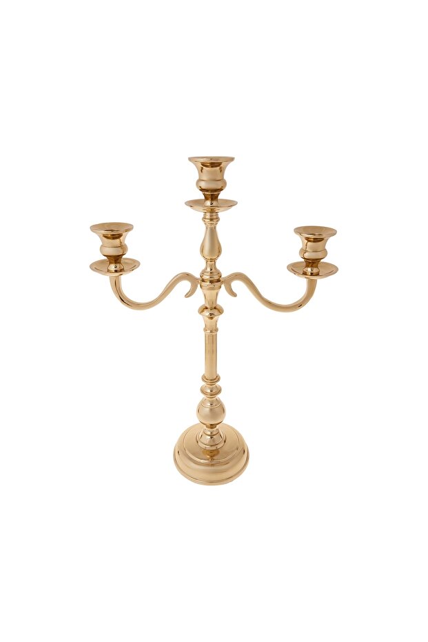 Gold 3 LÜ Şamdan 45 Cm - 1