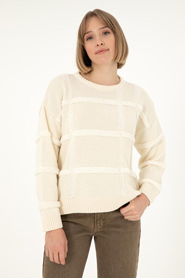 Bisiklet Yaka Yumuşak Doku Şık Kadın Kazak - 2