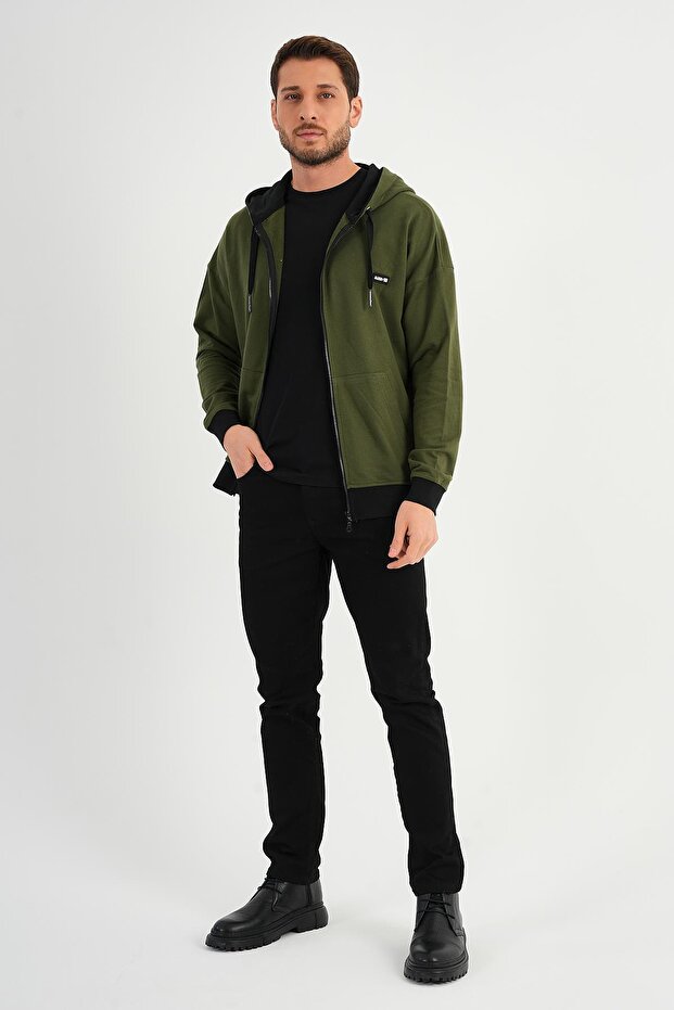 Fermuarlı Kapüşonlu Sweatshirt (UN-501403) - 1