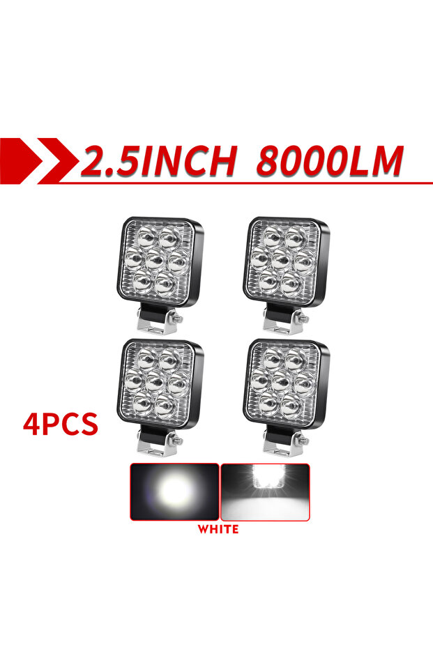 5D 4 قطع CO LIGHT 2.5 بوصة 8000LM LED شريط ضوء العمل ضوء العمل مربع مستدير 12 فولت 24 فولت DRL ضوء الضباب التلقائي