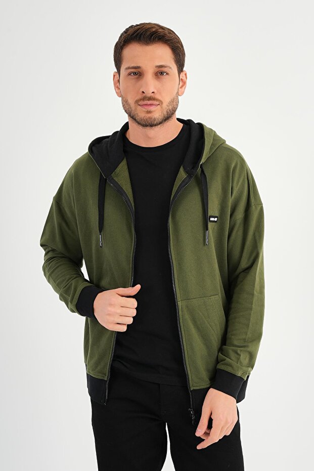 Fermuarlı Kapüşonlu Sweatshirt (UN-501403) - 2