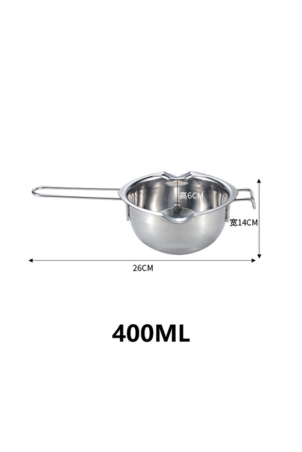 400ml Melting Pot Stainless Steel Wax Melting Pot Long Handle Scented Candle Soap Chocolate Butter H
