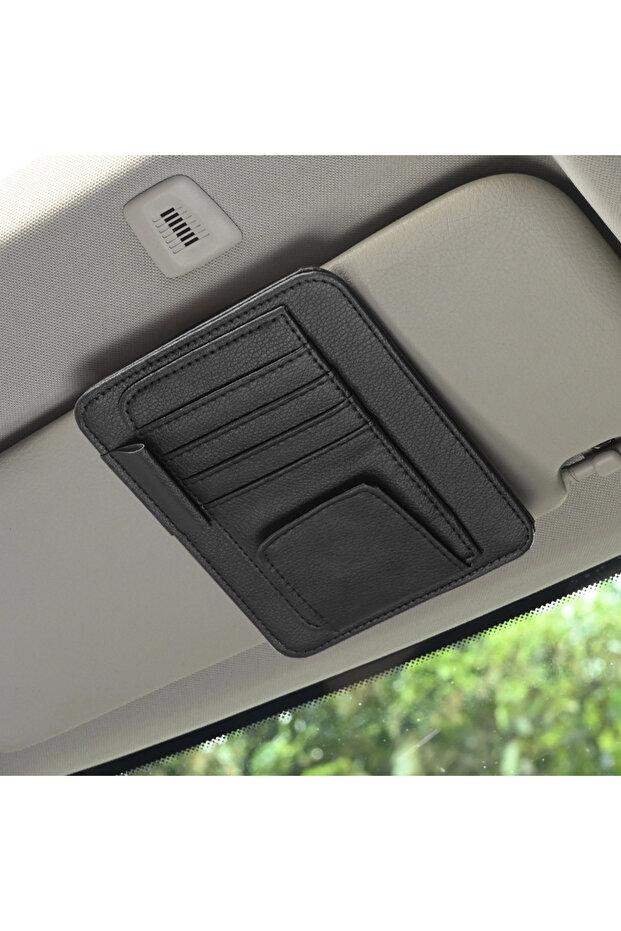 Black JFBONIN Car Visor Organizer Multi-Pocket Pouch Bag Card Glasses Storage Holder Scratch-resista