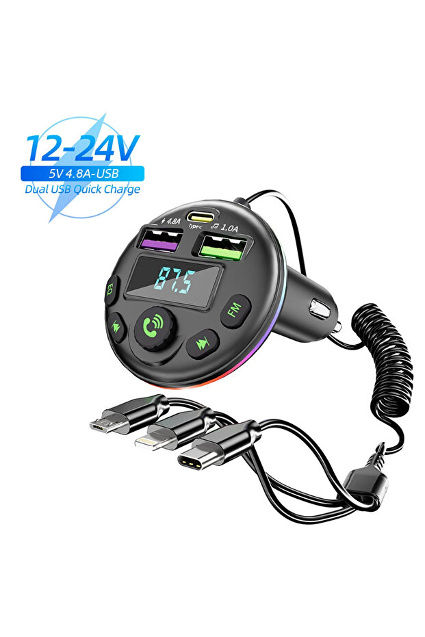 Q21 Car Bluetooth 5.0 FM Transmitter MP3 Modulator Player Handsfree Audio Receiver With 3 in 1 Charg - 1