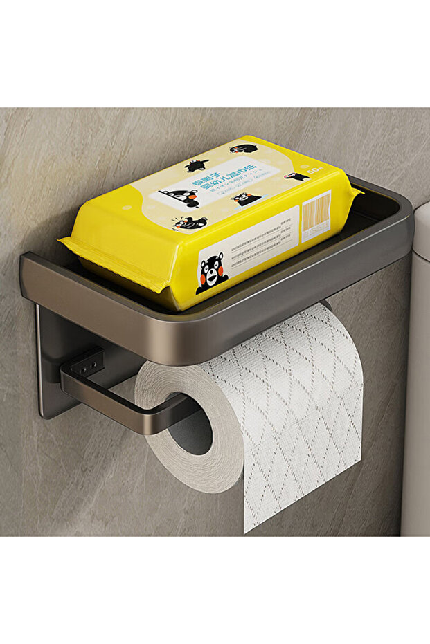 Grey Aluminum Alloy Toilet Paper Holder Tissue Rack Bathroom Tissue Holder for Bathroom Storage Shel