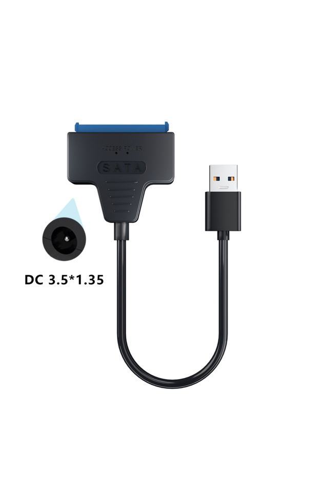 كابل USB 3.0-DC3.5 بدون قابس USB 3.0 إلى SATA لمحرك الأقراص الصلبة SSD مقاس 3.5/2.5 بوصة SATA III مع 12
