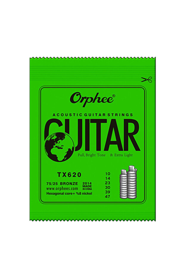 TX620 Orphee Acoustic Guitar String 6Pcs/Set Hexagonal Core Full Bright Tone Folk Guitar String TX62