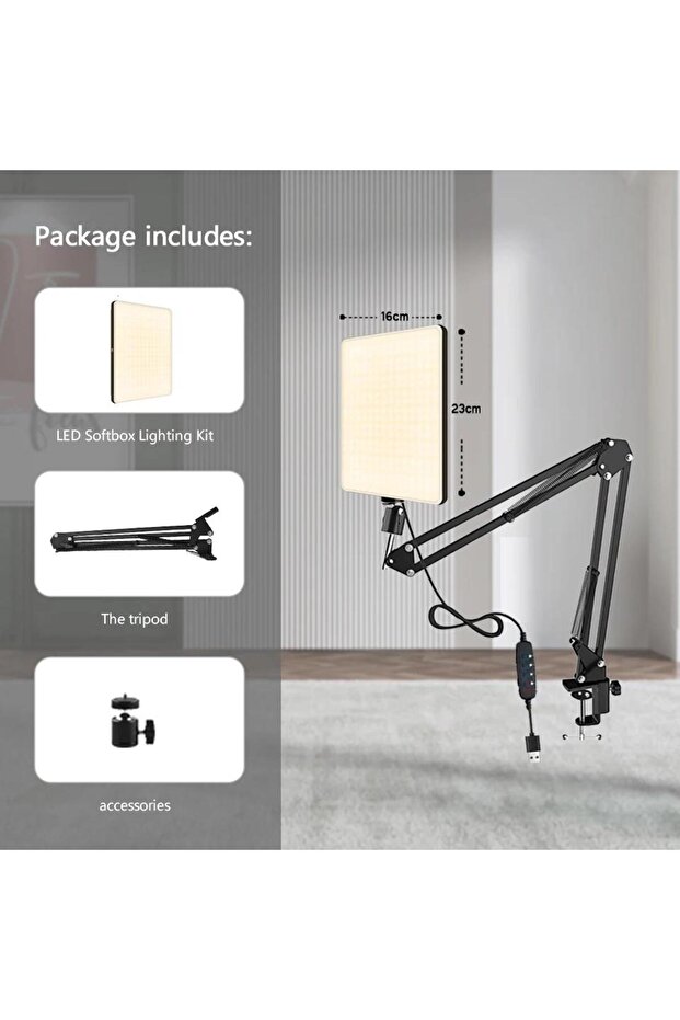 1pcs LED Photography Light Selfie Lights Conference Lighting Photo Studio Lamp With Scissor Arm Stan