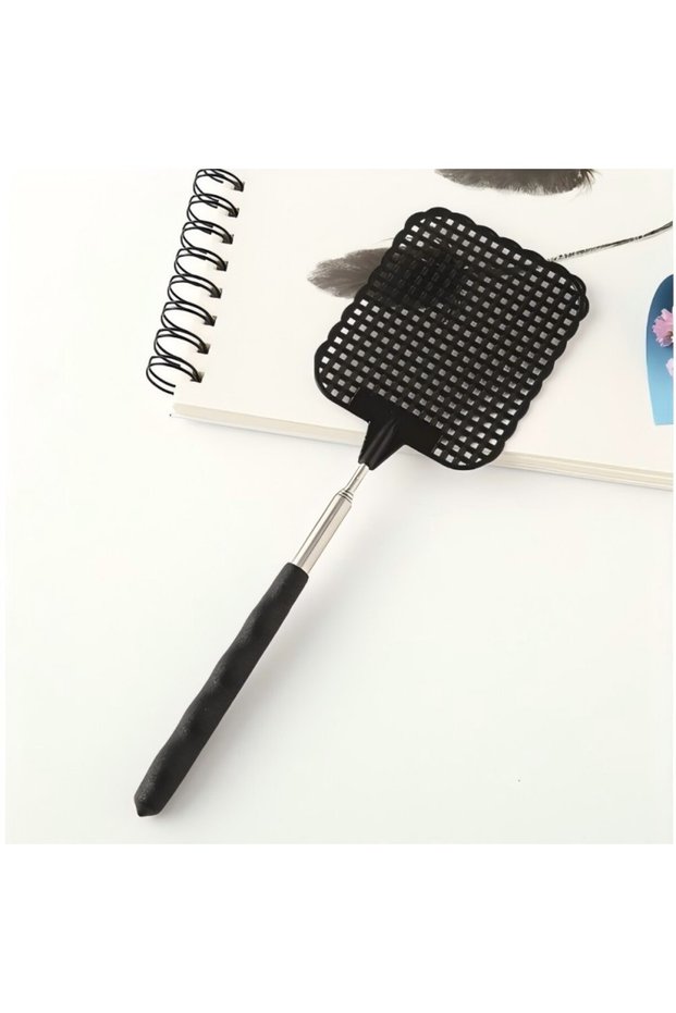 L Four section black 1 Pack Of Black Creative Fly Swatter Mosquito Swatter Stainless Steel Expansio