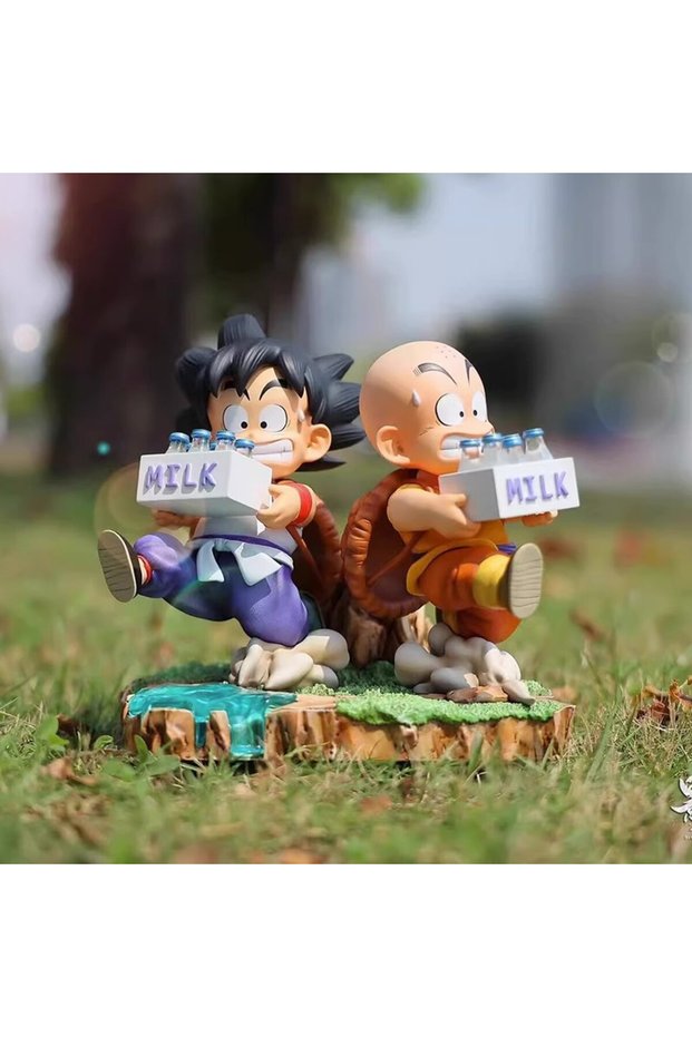 Bandai No Box 15CM Dragon Ball Anime Figure Son Goku and Krillin Milk Delivery Model Action Figures