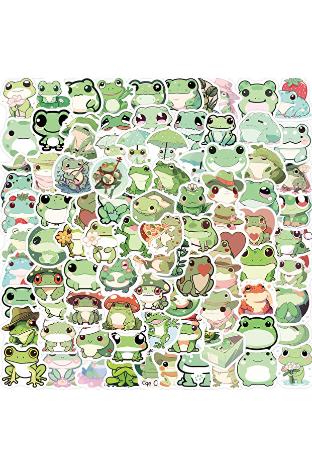 frog 100pcs 100PCS Cute Frog Cartoon Animals Graffiti Stickers DIY Phone Guitar Laptop Notebook Suit