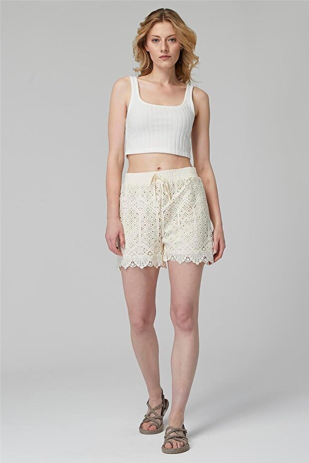 Dantel Lastikli Şort - 3