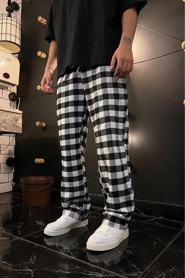 Kare Desenli Pijama Eşofman Altı - 1