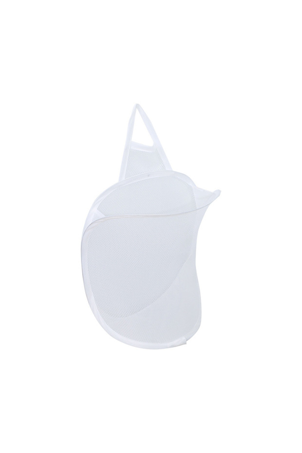 white 1pc 1pc Dirty Clothes Storage Basket, Foldable Bathroom Clothes Hanging Bag, Household Wall Mo