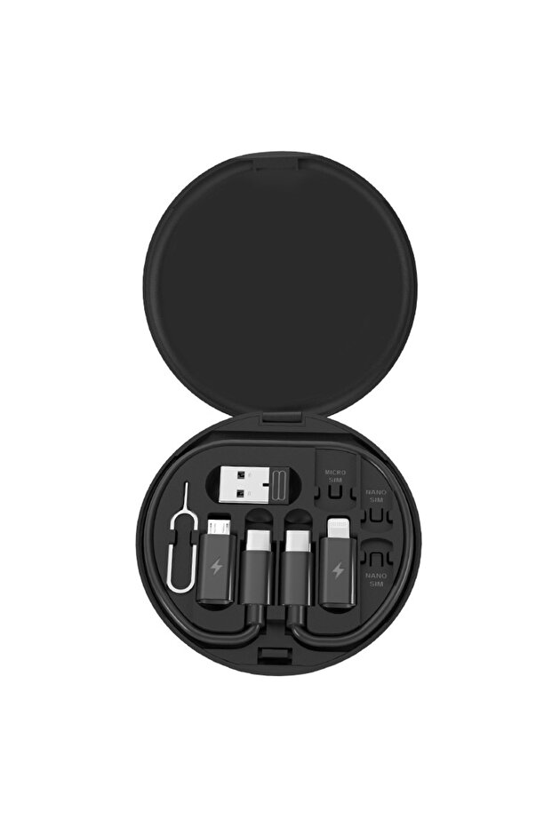 طقم كابل محول شحن USB متعدد أسود 60 وات، طقم تحويل USB C إلى USB A وType C ذكر Micro/